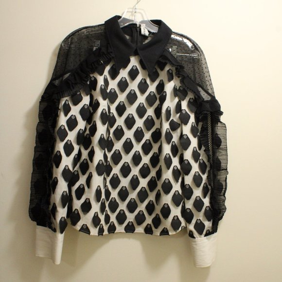 Black and White Unique diamond-design Shirt - Picture 1 of 2